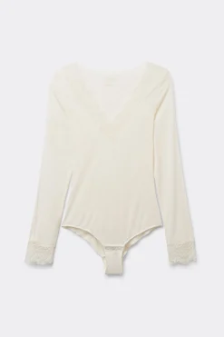 Body Manica Lunga Modal Ultralight con Cashmere e Pizzo