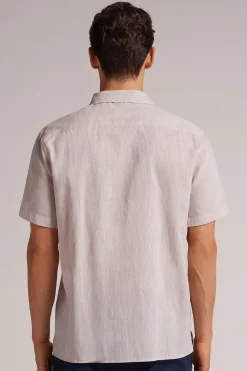 Camicia a Manica Corta in Lino e Cotone