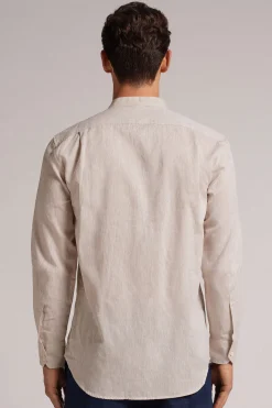 Camicia Collo Coreana in Lino e Cotone