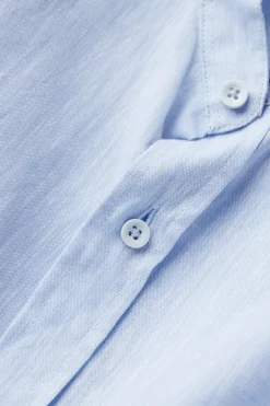 Camicia Collo Coreana in Lino e Cotone