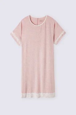 Camicia da Notte a Maniche Corte con Dettagli in Pizzo