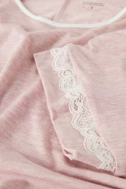 Camicia da Notte a Maniche Corte con Dettagli in Pizzo