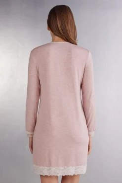 Camicia da Notte Aperta con Dettagli in Pizzo