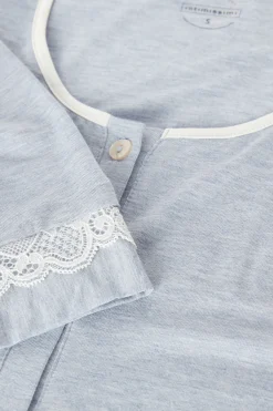 Camicia da Notte Aperta con Dettagli in Pizzo