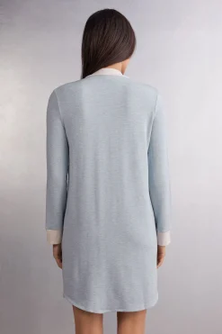 Camicia da Notte Aperta Davanti in Modal con Lana Cold Winter Night