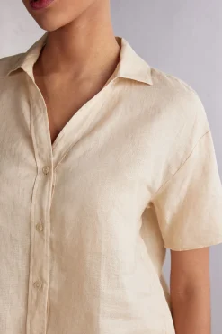 Camicia Manica Corta in Tela di Lino
