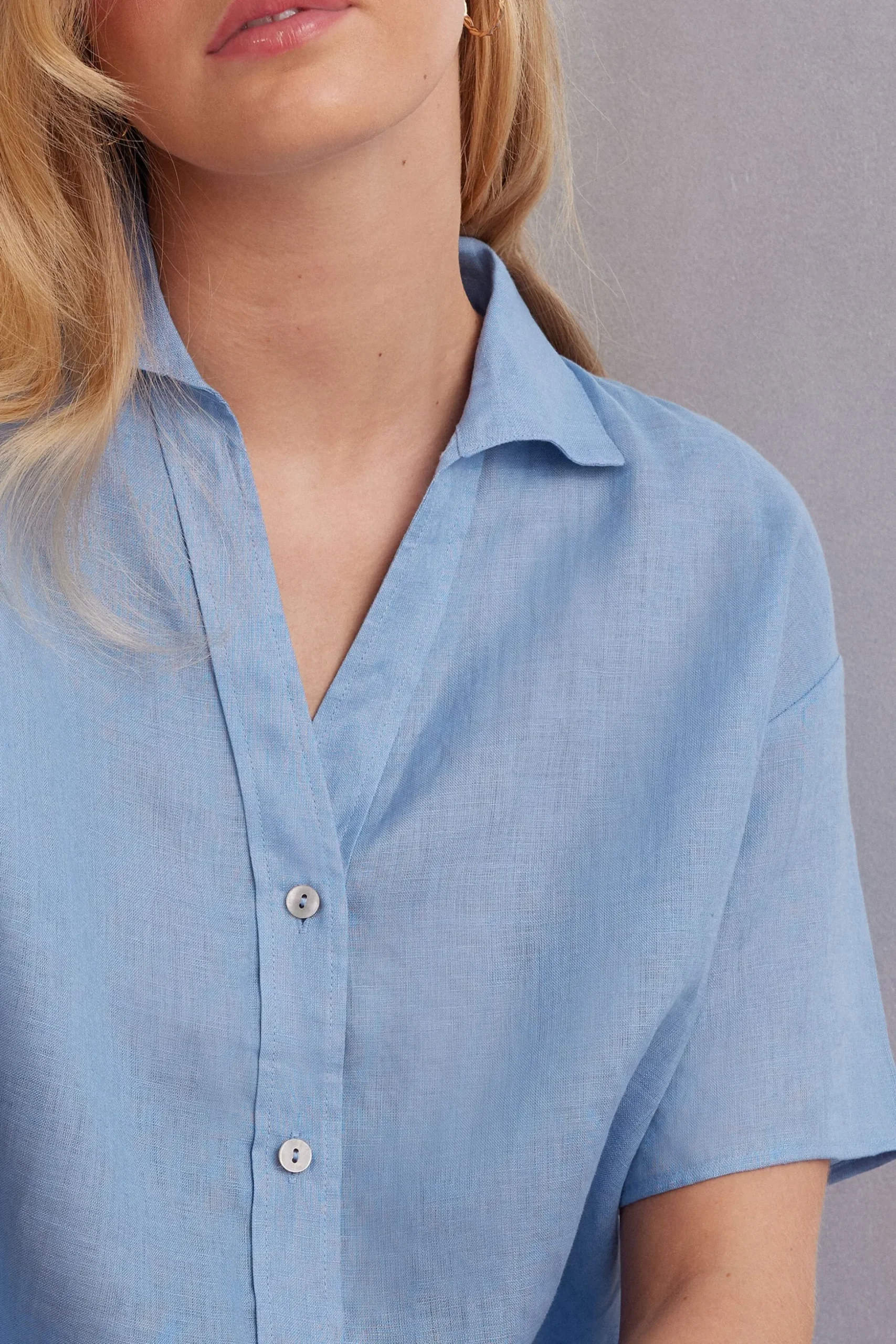 Camicia Manica Corta in Tela di Lino