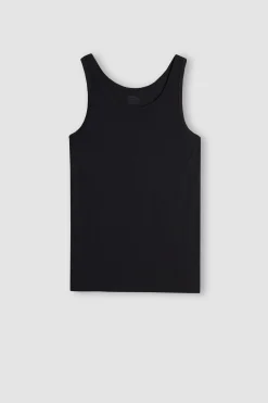 Canotta Smanicata con Collo Tondo in Cotone Superior Elasticizzato