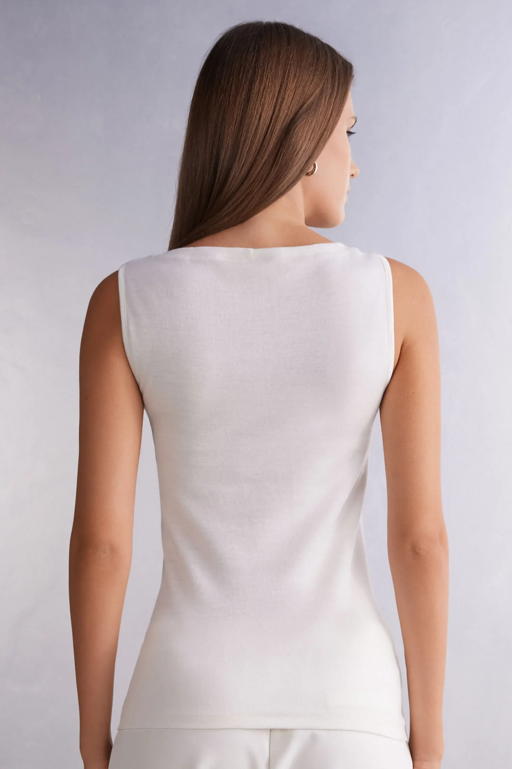 Canotta Spallina Larga Wool & Cotton