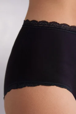 Culotte a Vita Alta in Cotone e Pizzo