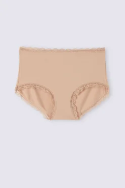 Culotte a Vita Alta in Cotone e Pizzo