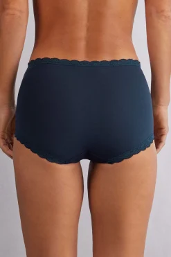 Culotte Vita Alta in Cotone e Pizzo