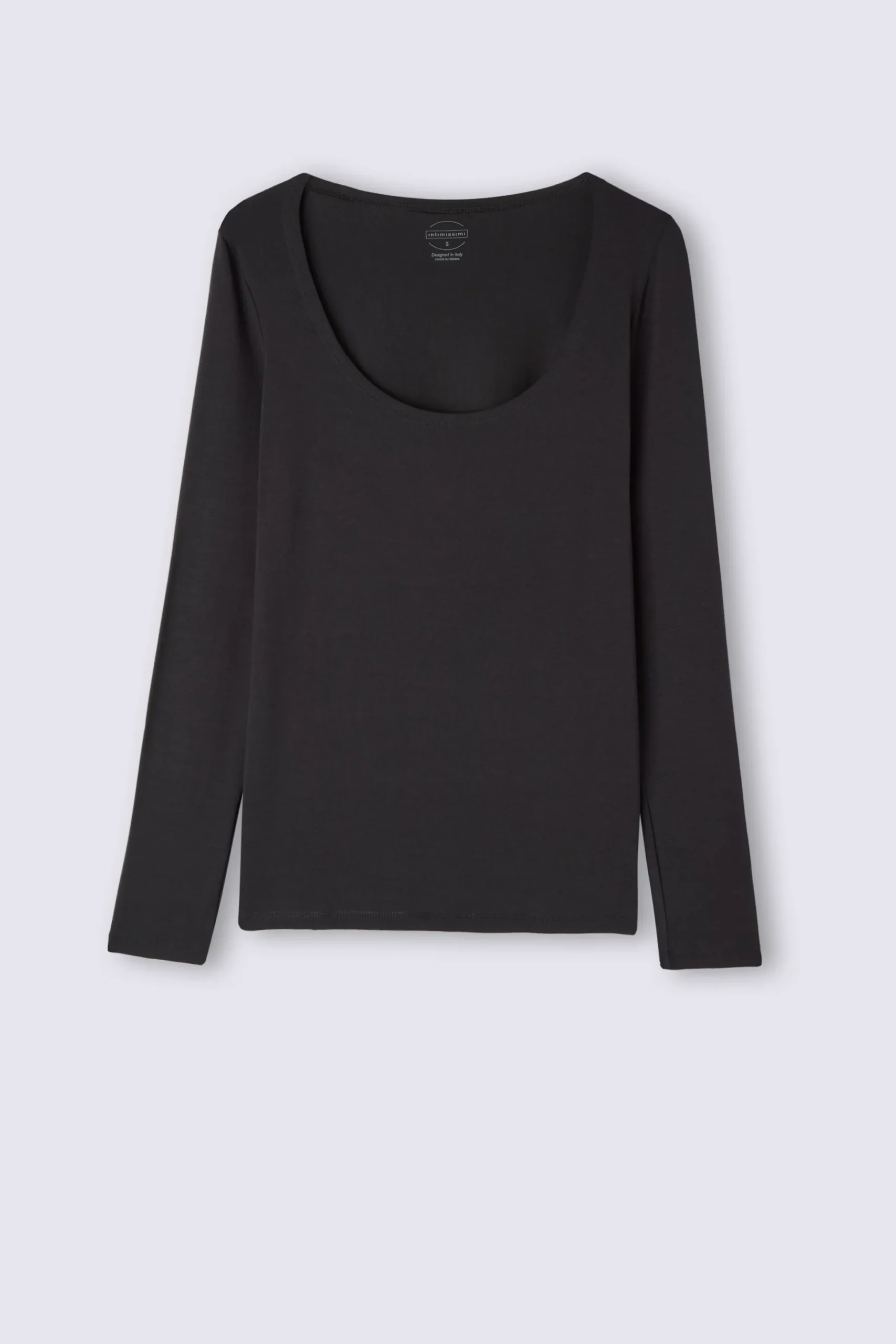 Maglia a Manica Lunga con Scollo a Madonna in Micromodal