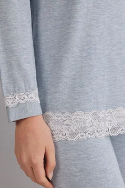 Maglia a Manica Lunga in Modal con Scollo Tondo