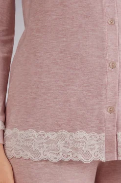Maglia Aperta Davanti in Modal e Pizzo