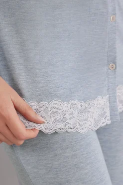 Maglia Aperta Davanti in Modal e Pizzo