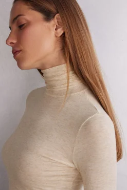 Maglia Collo Alto in Modal Light con Cashmere Lamè