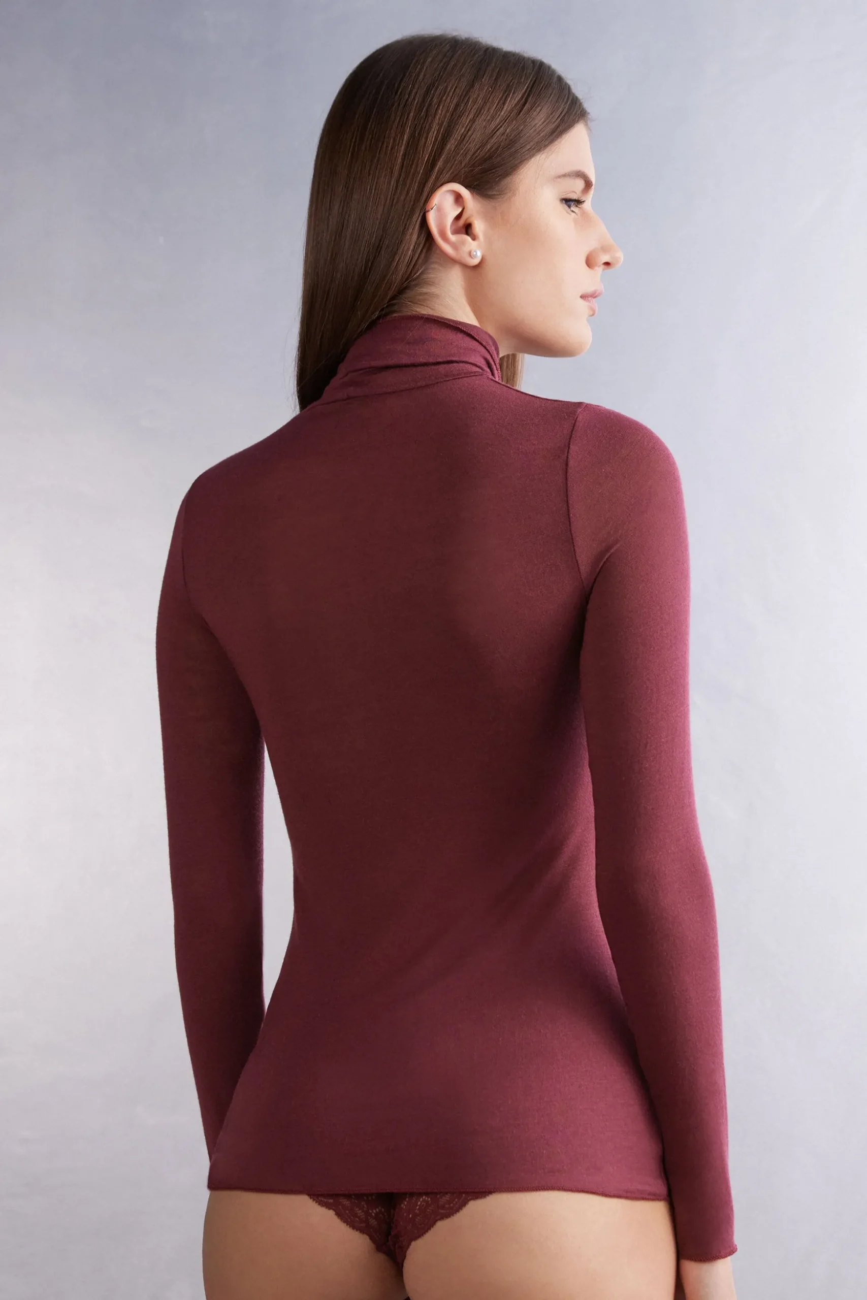 Maglia in Modal Ultralight con Cashmere Collo Alto