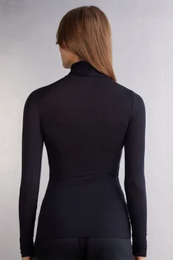 Maglia in Modal Ultralight con Cashmere Collo Alto