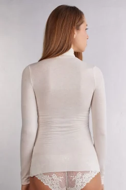 Maglia in Modal Ultralight con Cashmere Collo Alto