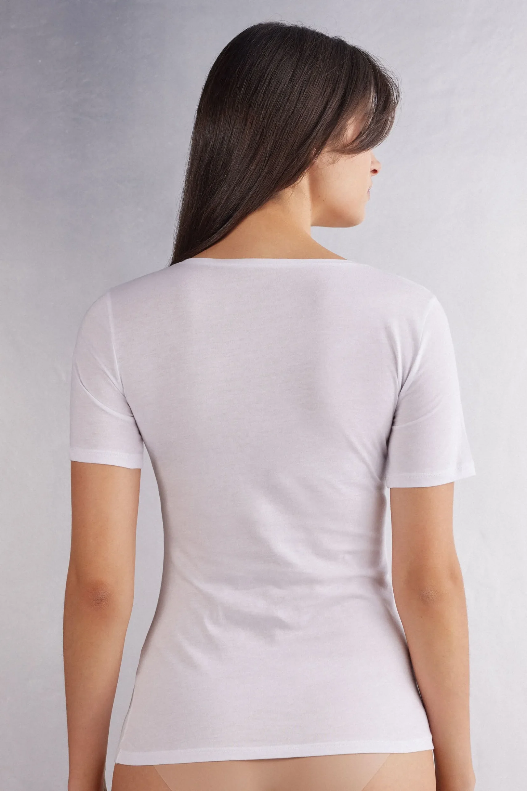 Maglia Manica Corta con Scollo a V in Cotone Ultrafresh