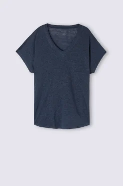 Maglia Manica Corta con Scollo a V in Lino