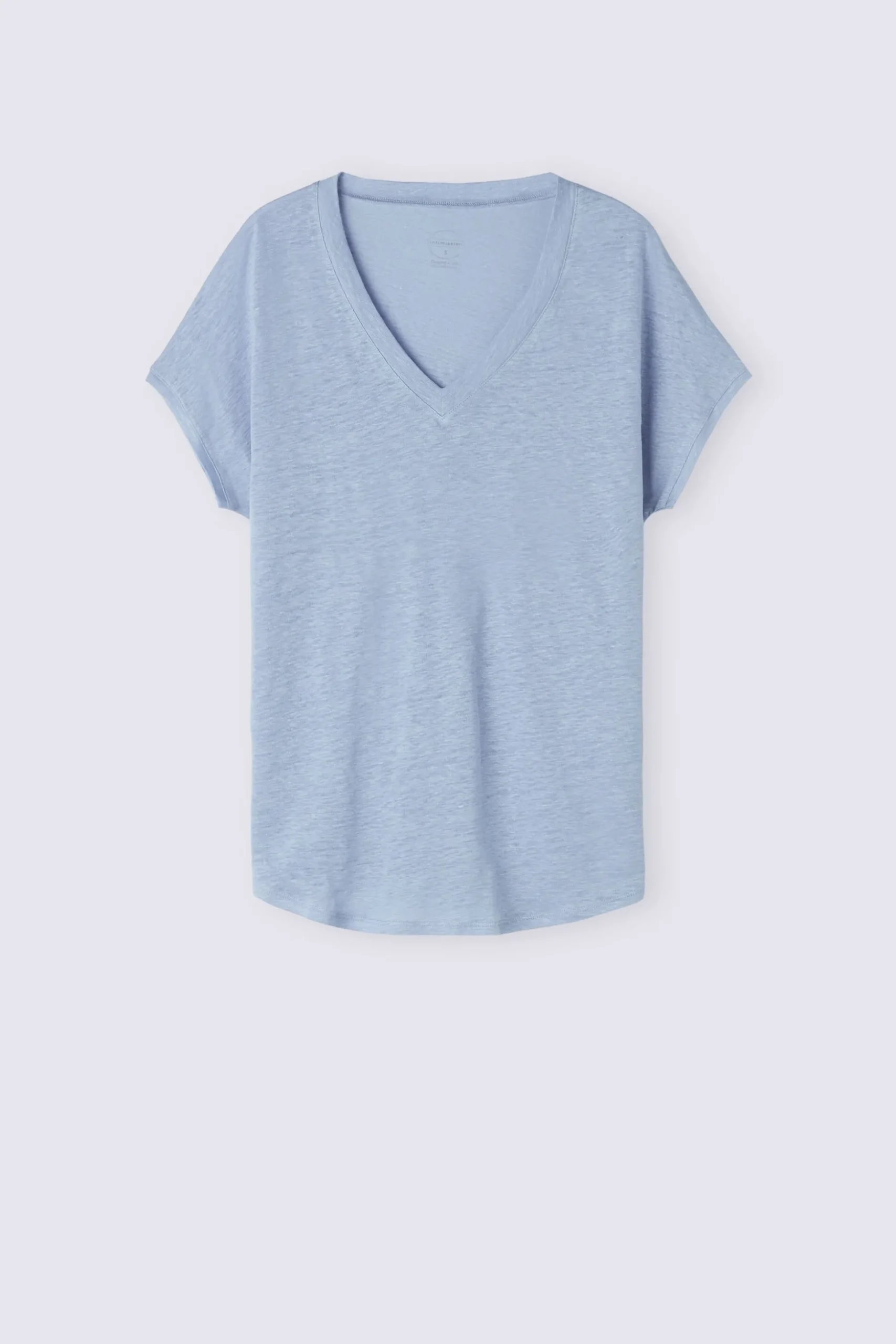 Maglia Manica Corta con Scollo a V in Lino