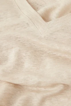 Maglia Manica Corta con Scollo a V in Lino
