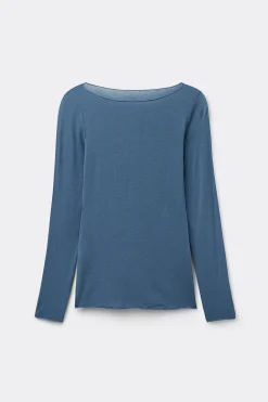 Maglia Manica Lunga in Modal con Cashmere e Scollo a Barchetta