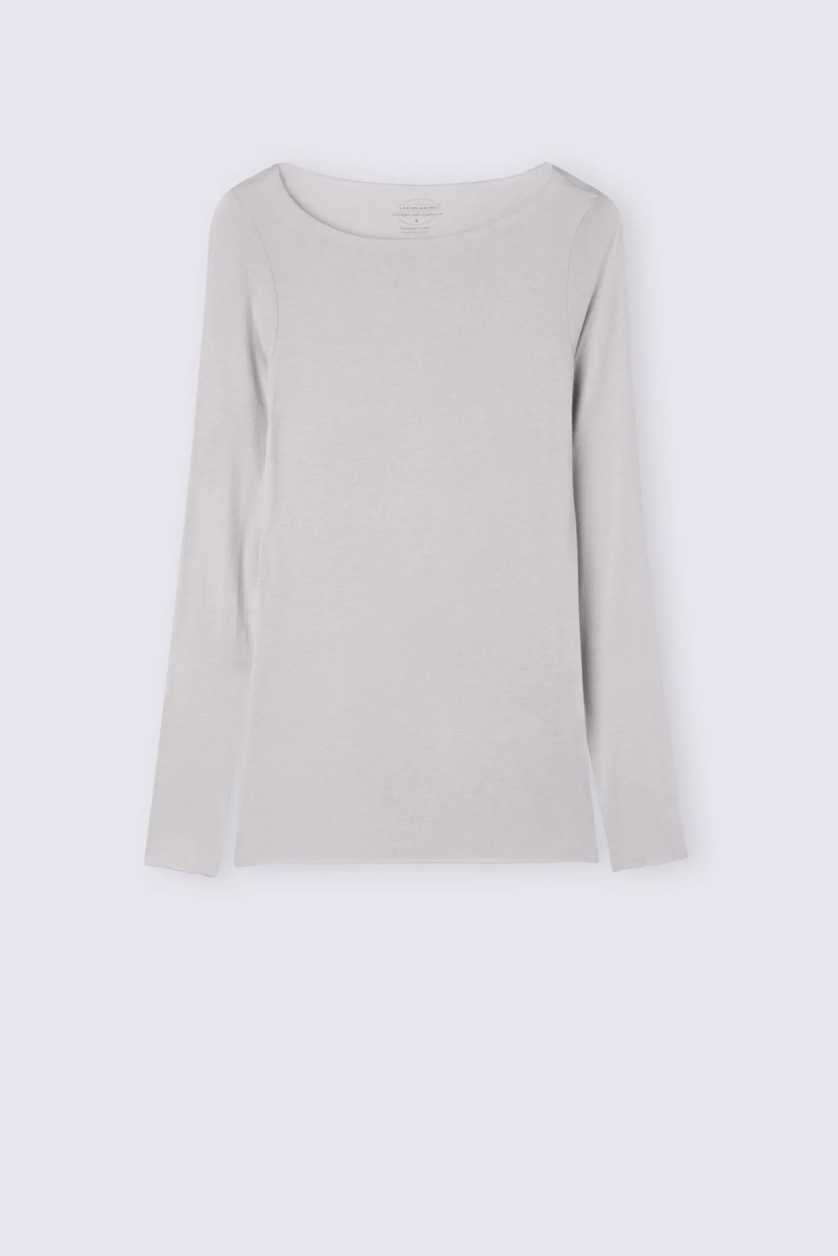 Maglia Manica Lunga in Modal con Cashmere e Scollo a Barchetta