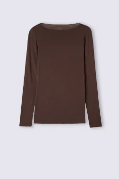 Maglia Manica Lunga in Modal con Cashmere e Scollo a Barchetta