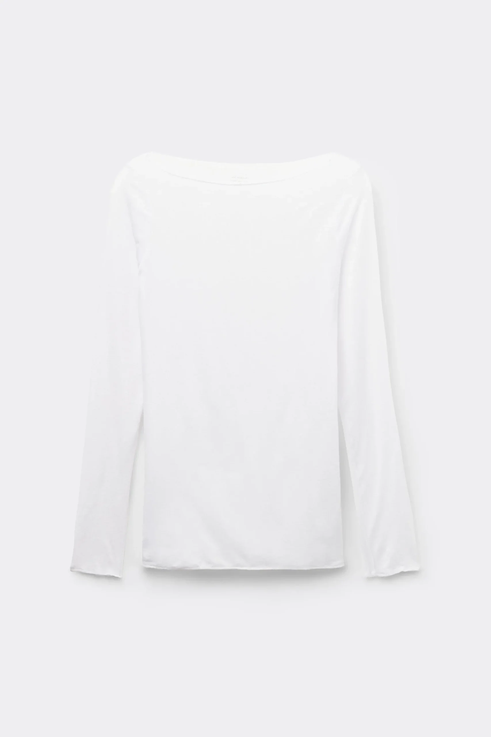 Maglia Manica Lunga in Modal con Cashmere e Scollo a Barchetta