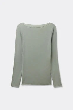Maglia Manica Lunga in Modal con Cashmere e Scollo a Barchetta