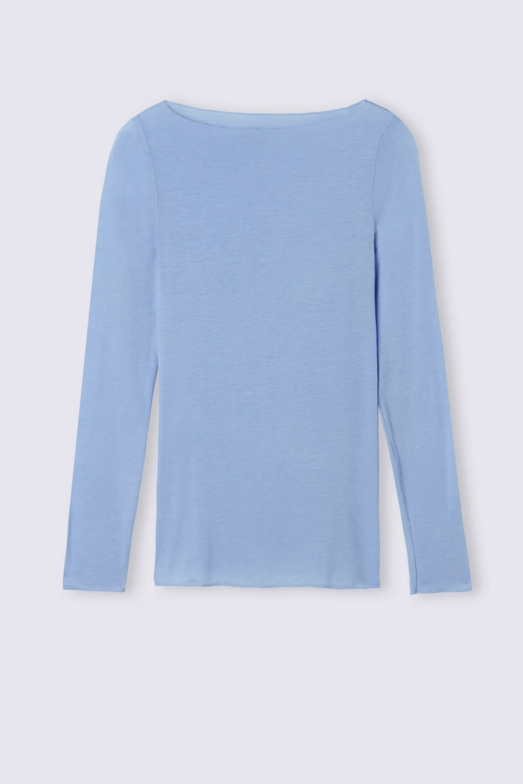Maglia Manica Lunga in Modal con Cashmere e Scollo a Barchetta