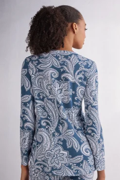 Maglia Manica Lunga in Viscosa di Bamboo Flower Paisley