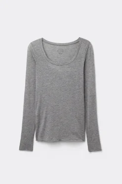 Maglia Manica Lunga Modal Ultralight con Cashmere Scollo Madonna