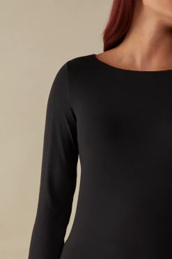 Maglia Manica Lunga Scollo a Barchetta in Micromodal