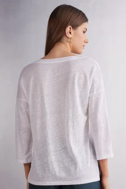 Maglia Scollo a Barchetta in Lino