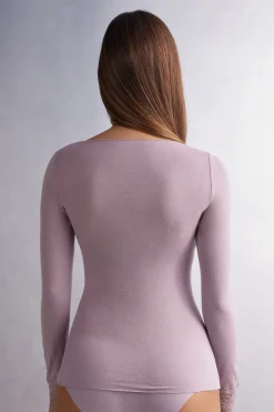 Maglia scollo a V in Modal Cashmere Ultralight e Pizzo