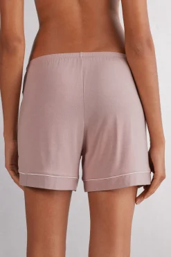 Pantaloncino in Modal con Profili a Contrasto