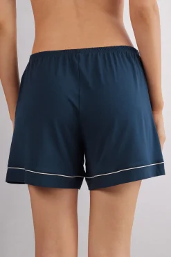 Pantaloncino in Modal con Profili a Contrasto
