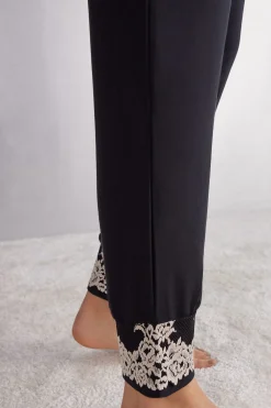 Pantalone Lungo in Modal con Polsino Pretty Flowers