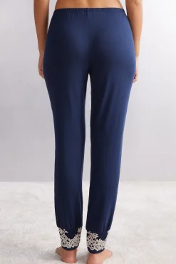 Pantalone Lungo in Modal con Polsino Pretty Flowers