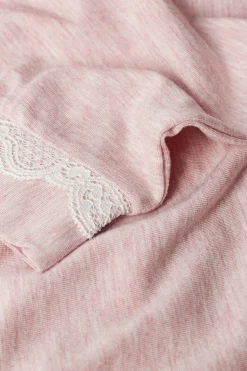 Pantalone Lungo in Modal con Dettagli in Pizzo