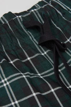 Pantaloni Cotone Stampa Check Verde