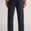 Pantaloni Cotone Stampa Gessato Blu