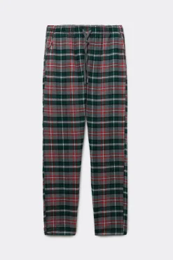 Pantaloni Tela di Cotone Garzata Check Grigio