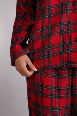 Pigiama Lungo in Tela Garzata Couple Tartan