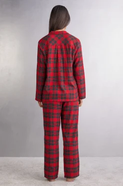 Pigiama Lungo in Tela Garzata Couple Tartan