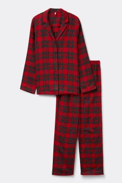 Pigiama Lungo in Tela Garzata Couple Tartan